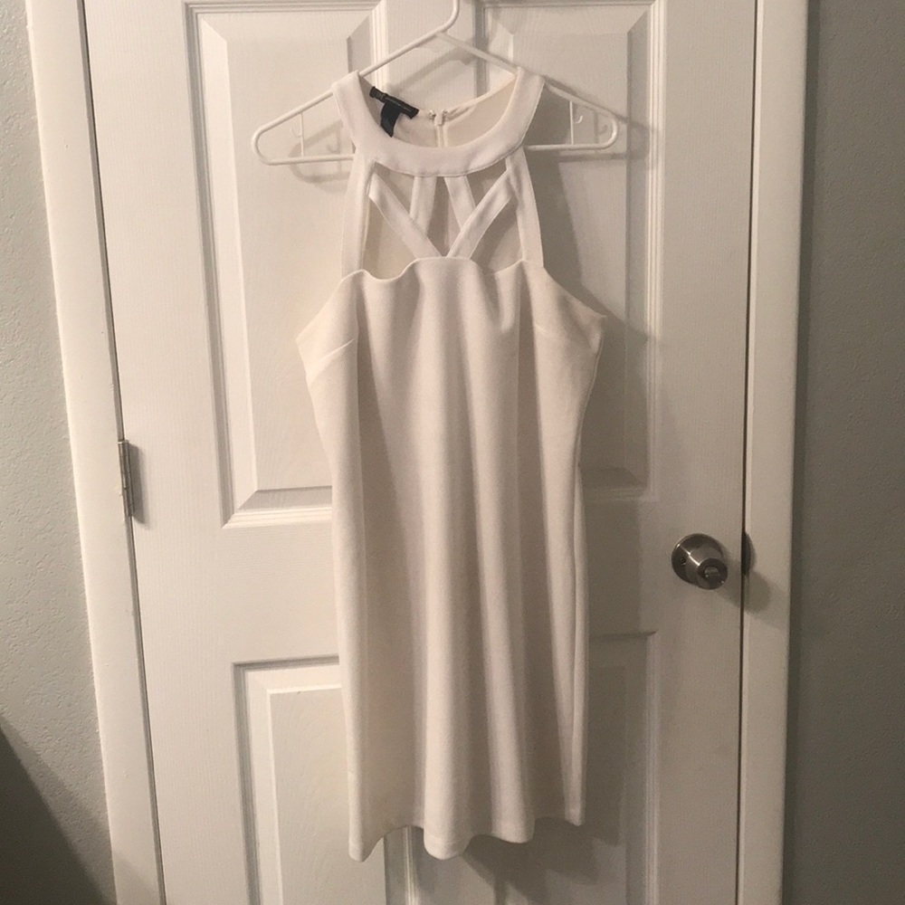 INC white cage-neck dress